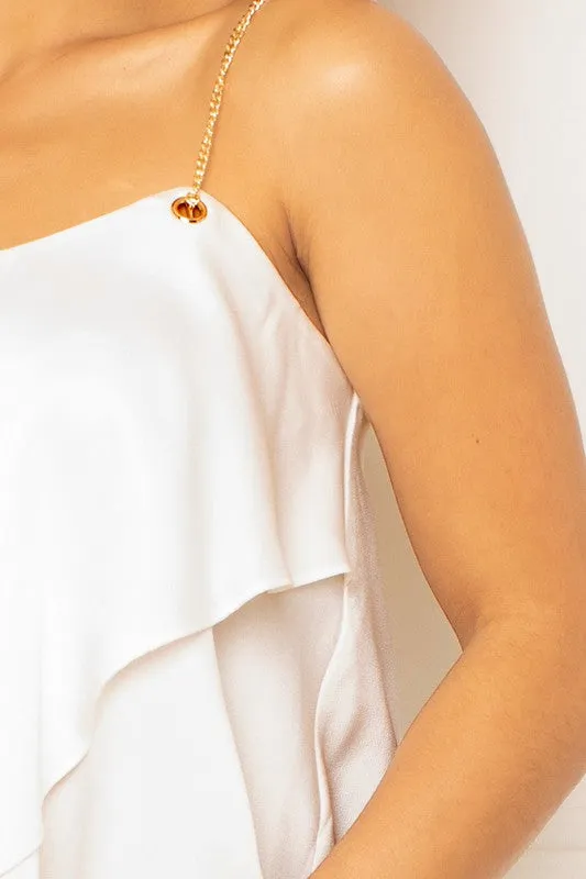 SATIN RUFFLE LAYER CROP TOP