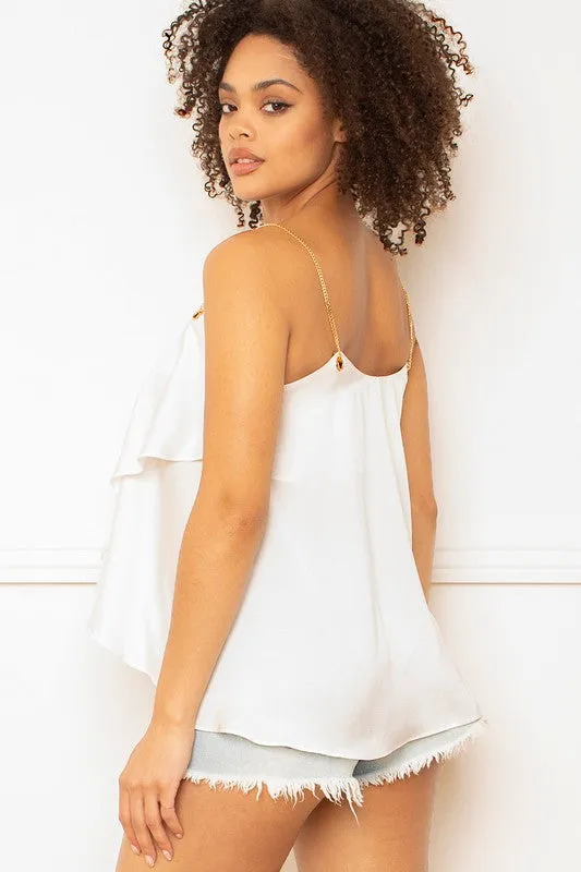 SATIN RUFFLE LAYER CROP TOP