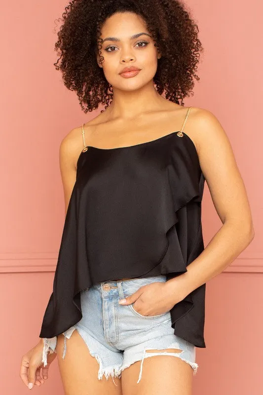 SATIN RUFFLE LAYER CROP TOP