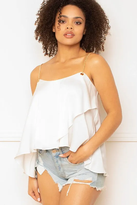 SATIN RUFFLE LAYER CROP TOP