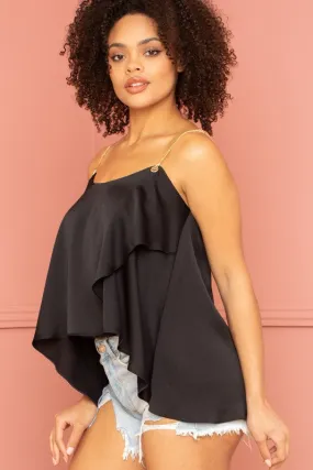 SATIN RUFFLE LAYER CROP TOP