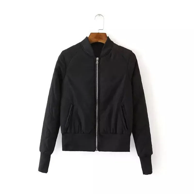 Sidiou Group Winter Warm Women Bomber Jacket Zipper Quilted Motorcycle Short Coat