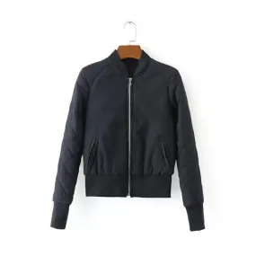 Sidiou Group Winter Warm Women Bomber Jacket Zipper Quilted Motorcycle Short Coat