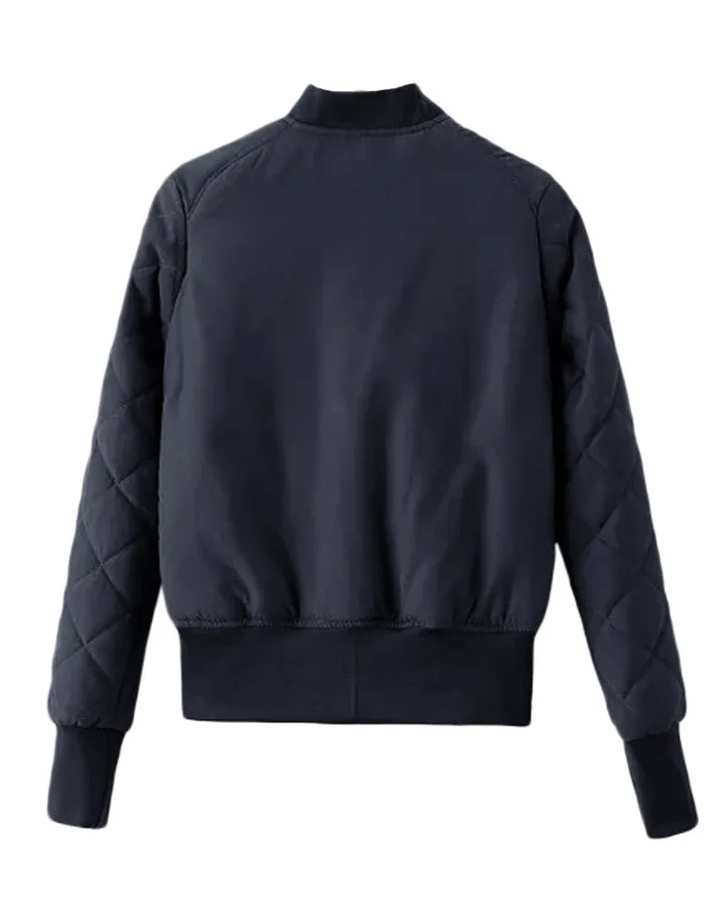 Sidiou Group Winter Warm Women Bomber Jacket Zipper Quilted Motorcycle Short Coat