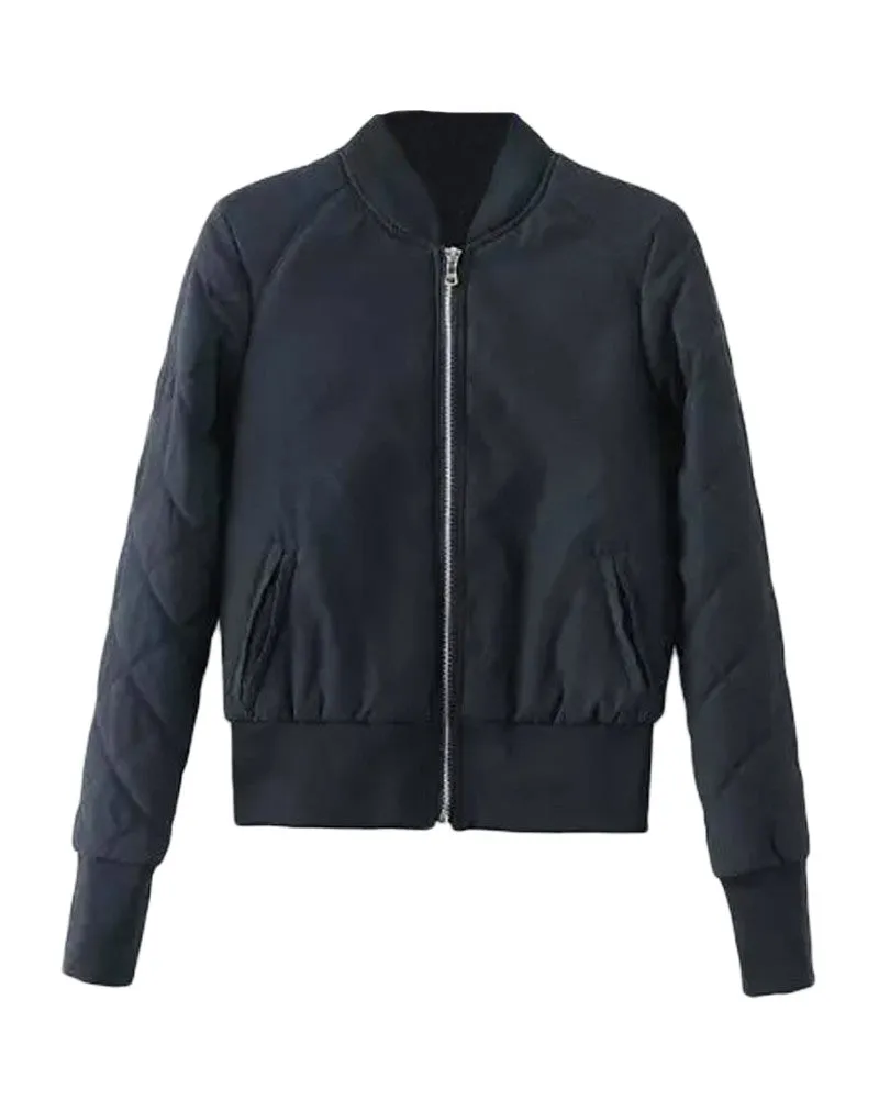 Sidiou Group Winter Warm Women Bomber Jacket Zipper Quilted Motorcycle Short Coat