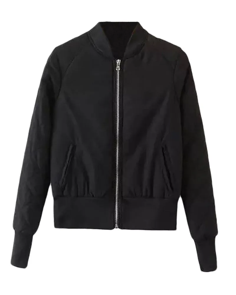 Sidiou Group Winter Warm Women Bomber Jacket Zipper Quilted Motorcycle Short Coat