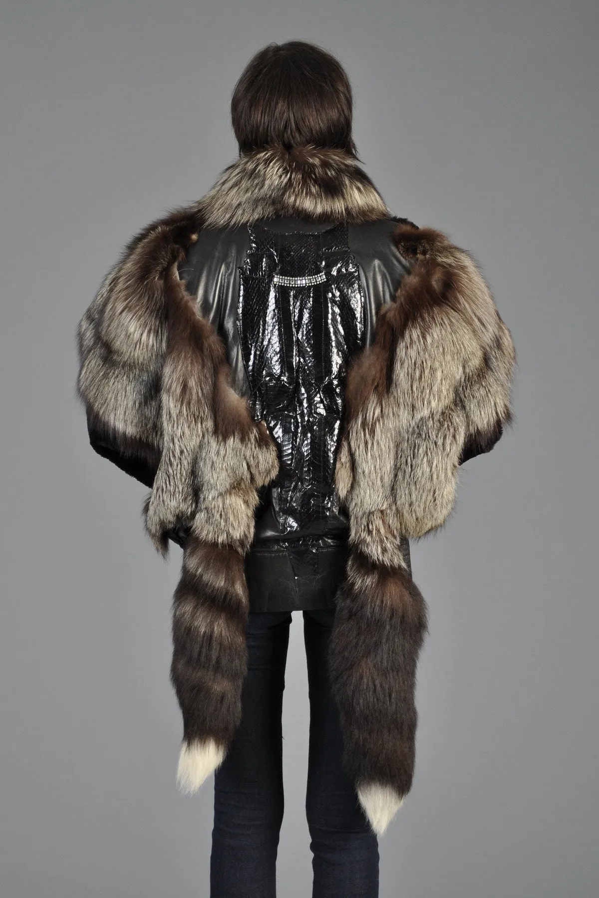 Silver Fox, Mink   Snakskin Avant Garde Coat