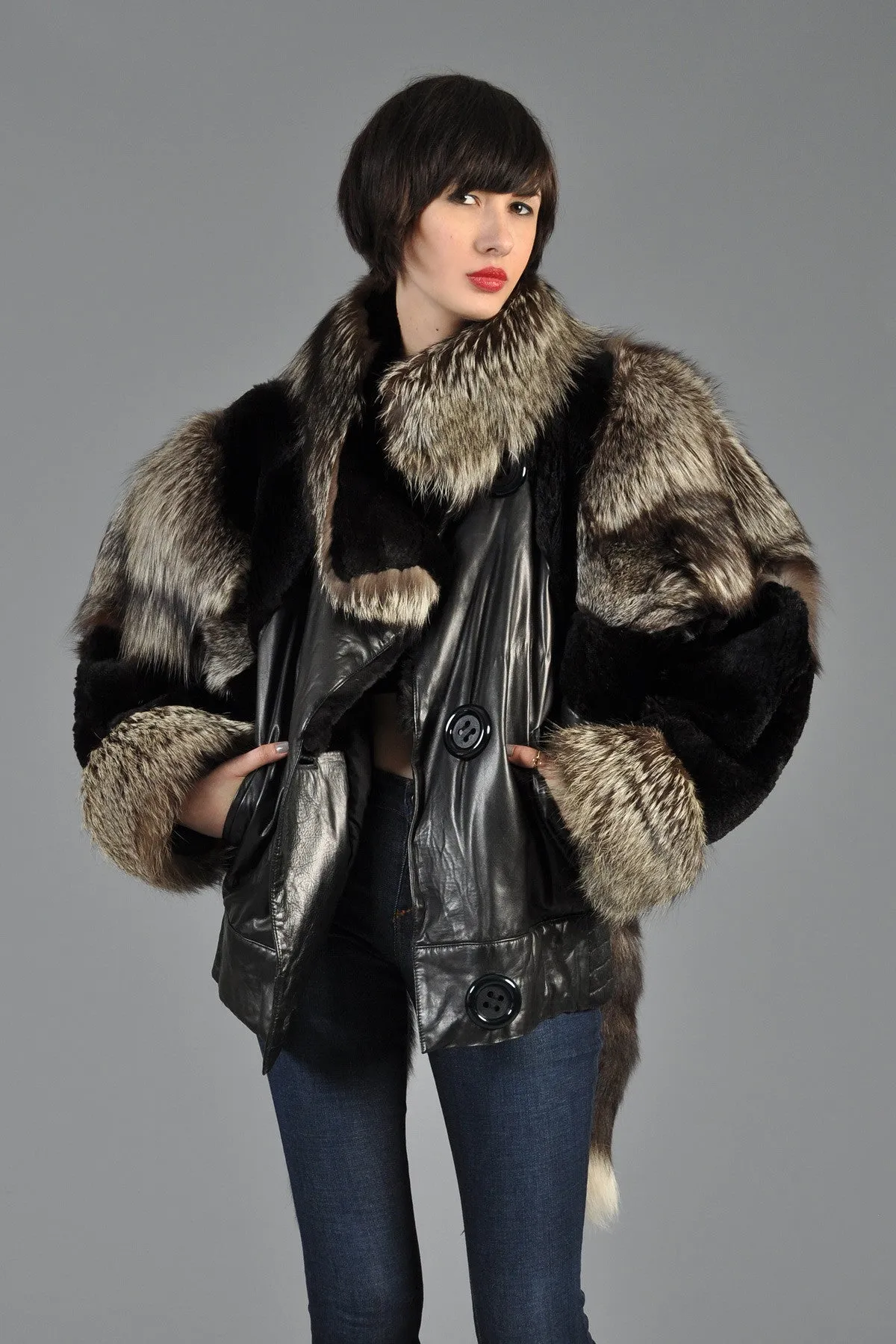 Silver Fox, Mink   Snakskin Avant Garde Coat