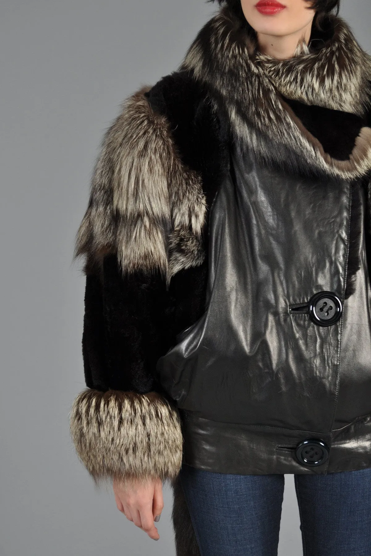 Silver Fox, Mink   Snakskin Avant Garde Coat