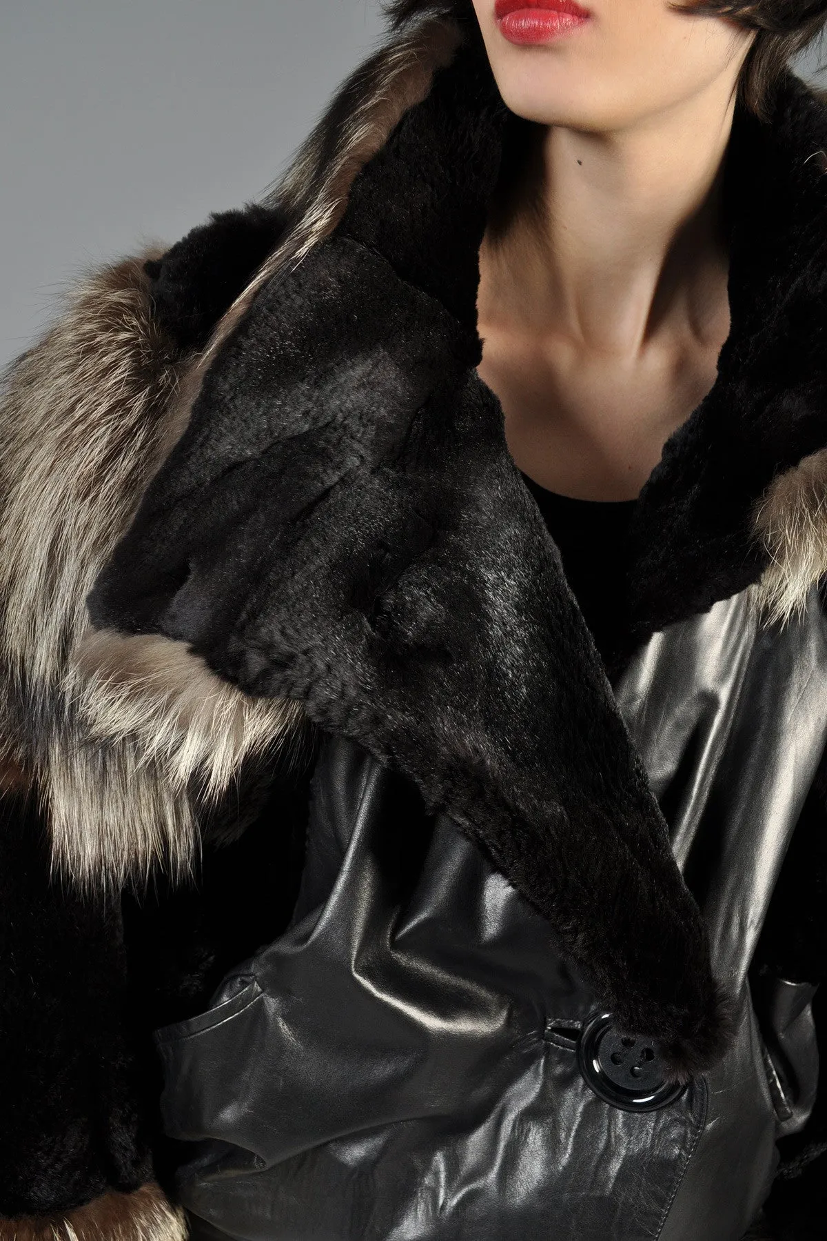 Silver Fox, Mink   Snakskin Avant Garde Coat