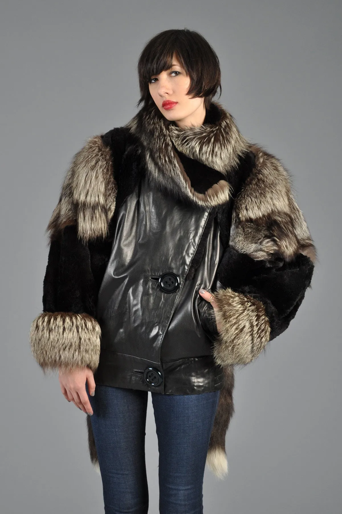 Silver Fox, Mink   Snakskin Avant Garde Coat