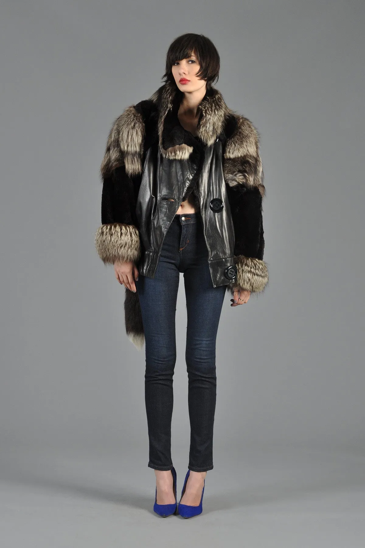 Silver Fox, Mink   Snakskin Avant Garde Coat