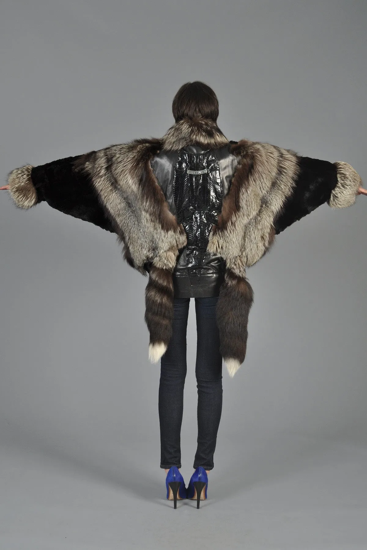 Silver Fox, Mink   Snakskin Avant Garde Coat