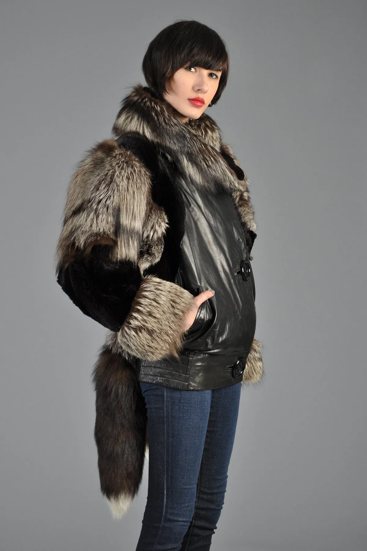 Silver Fox, Mink   Snakskin Avant Garde Coat