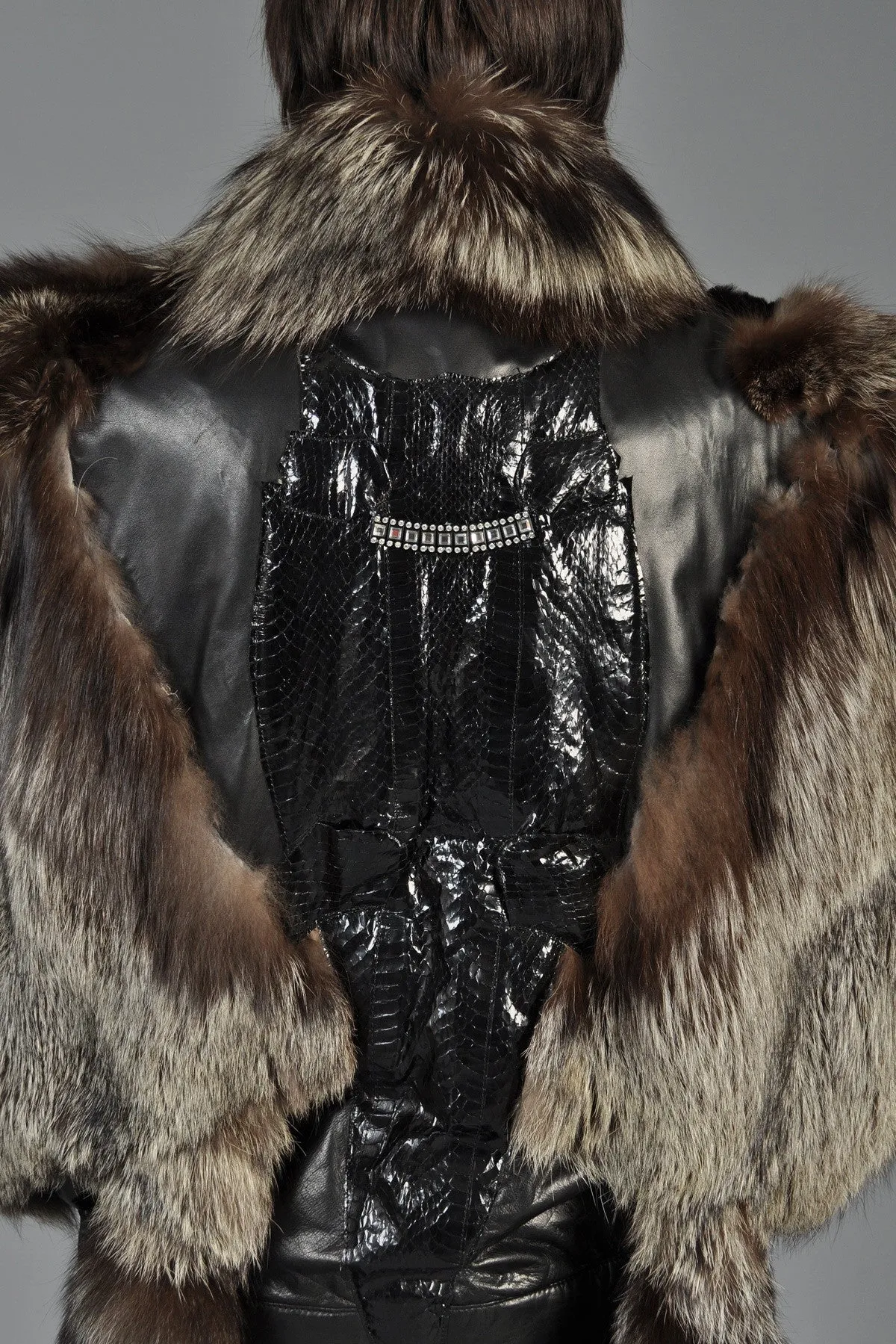 Silver Fox, Mink   Snakskin Avant Garde Coat