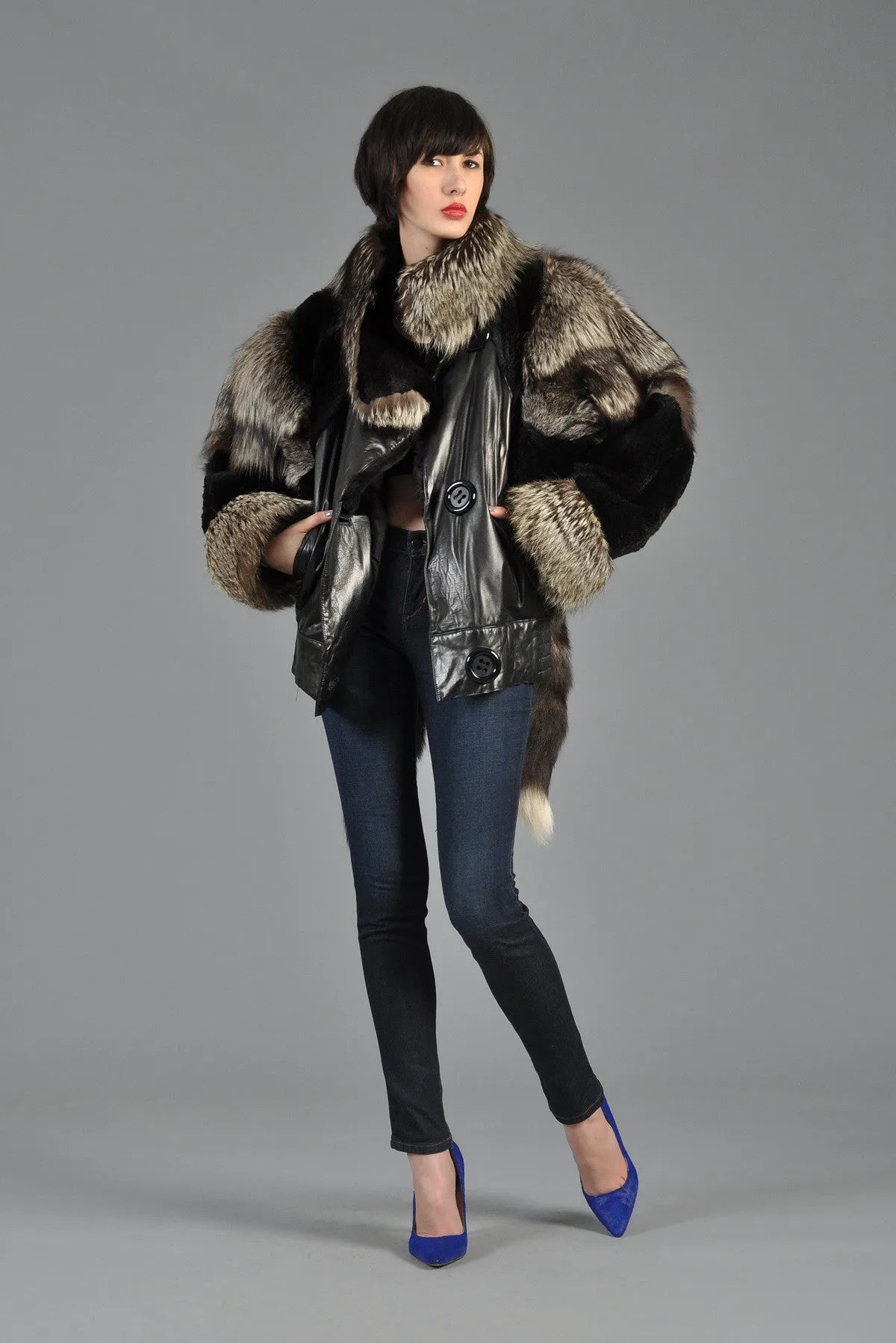 Silver Fox, Mink   Snakskin Avant Garde Coat