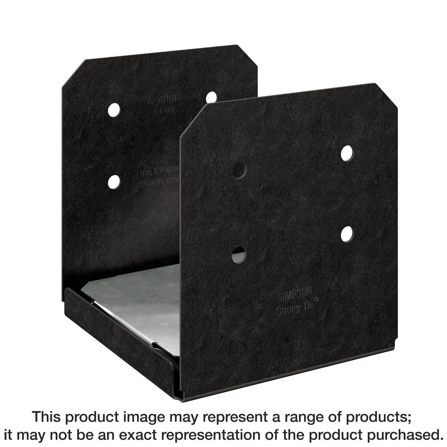 Simpson APVB1010 Outdoor Accents Avant Collection ZMAX, Black Powder-Coated Post Base for 10x10