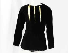 Size 12 Leather Jacket by Mario Valentino - Designer 80s 90s Avant Garde Black Suede - Metallic Gold Slashes - Asymmetric Front - Bust 39