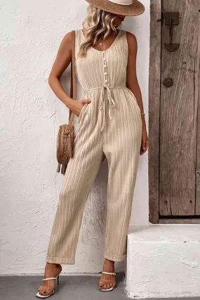Sleeveless Jumpsuit with Pockets