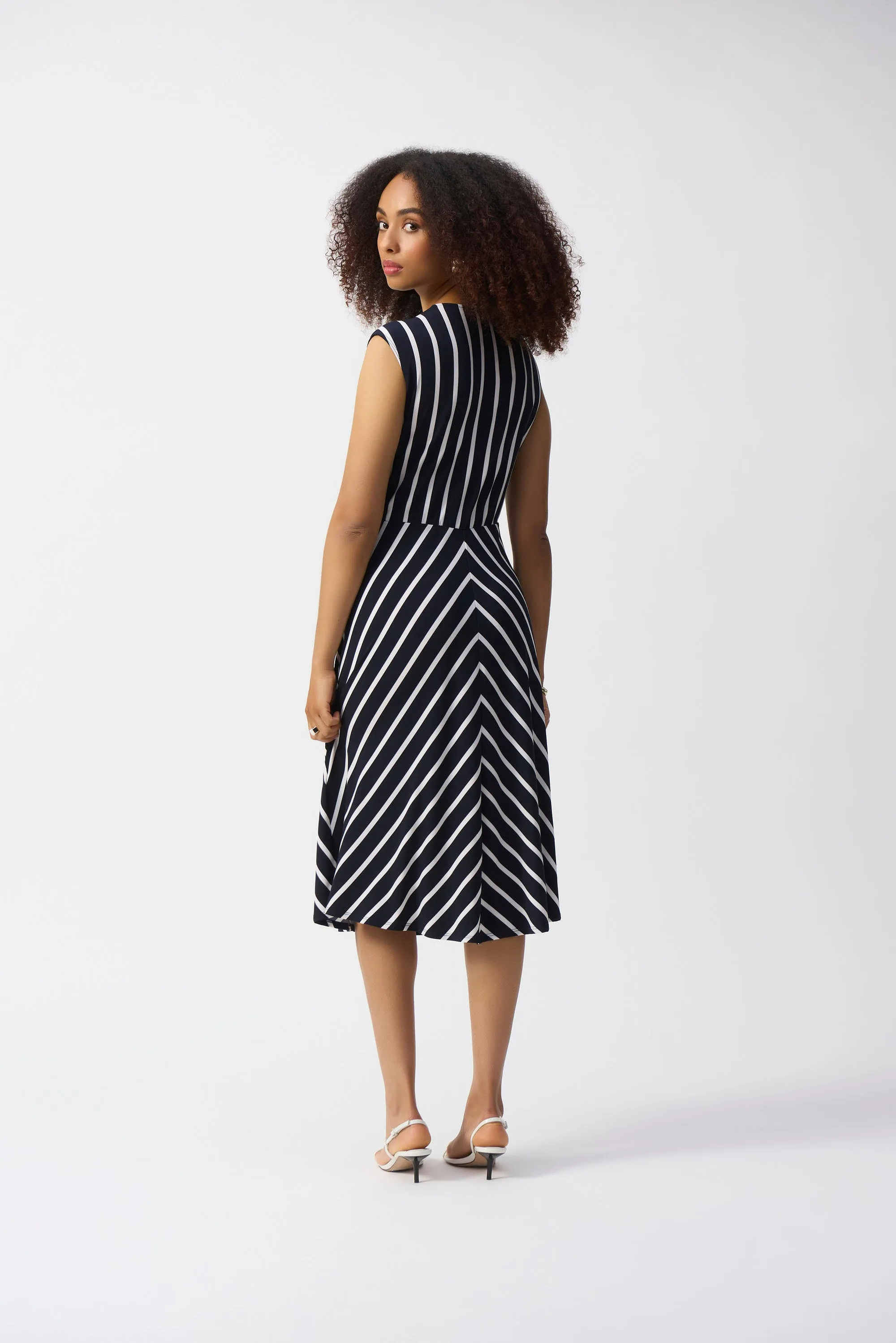 Sleeveless Striped V-neck Dress