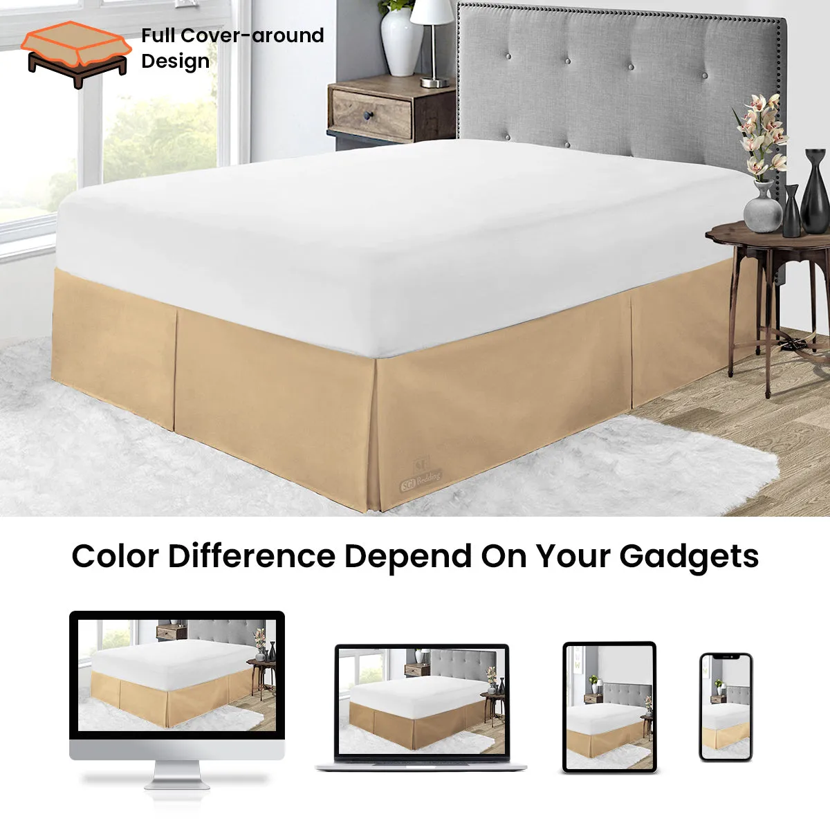 TAUPE PLEATED BED SKIRT