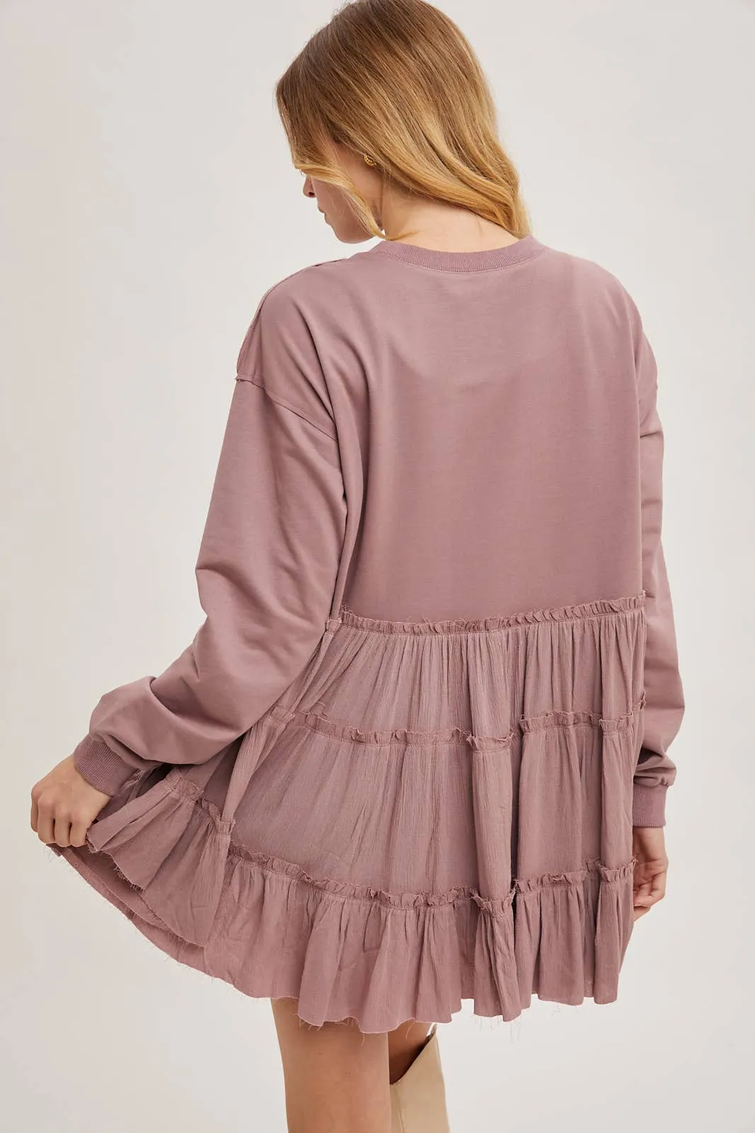 Tiered Sweatshirt in Mauve #859