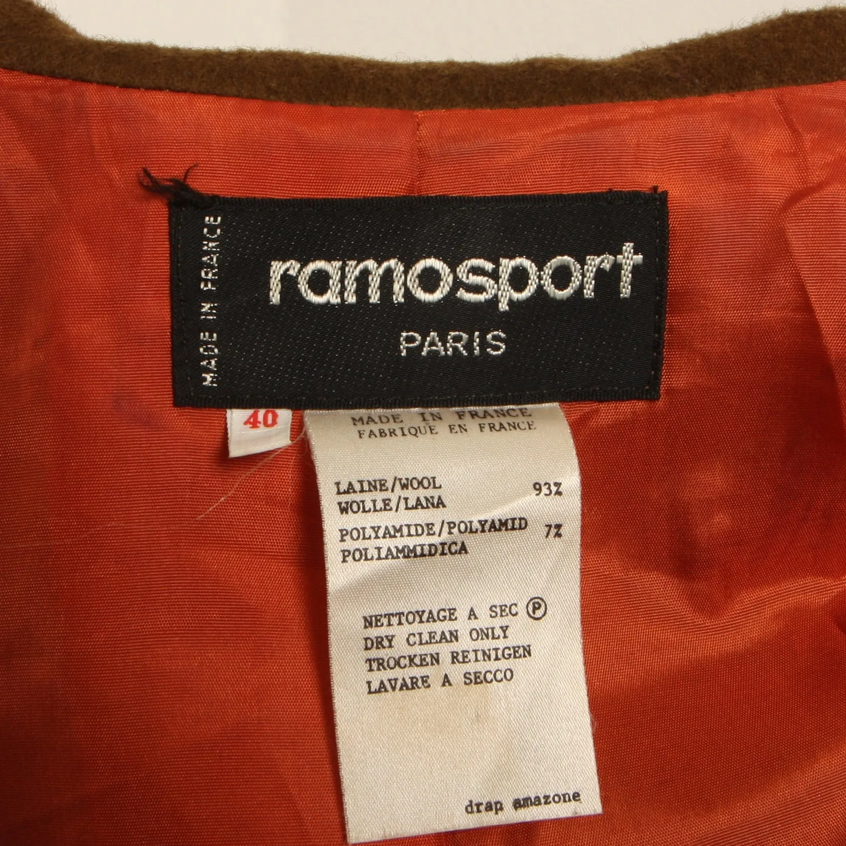 Vintage 70's Ramosport France Wool Dress Coat