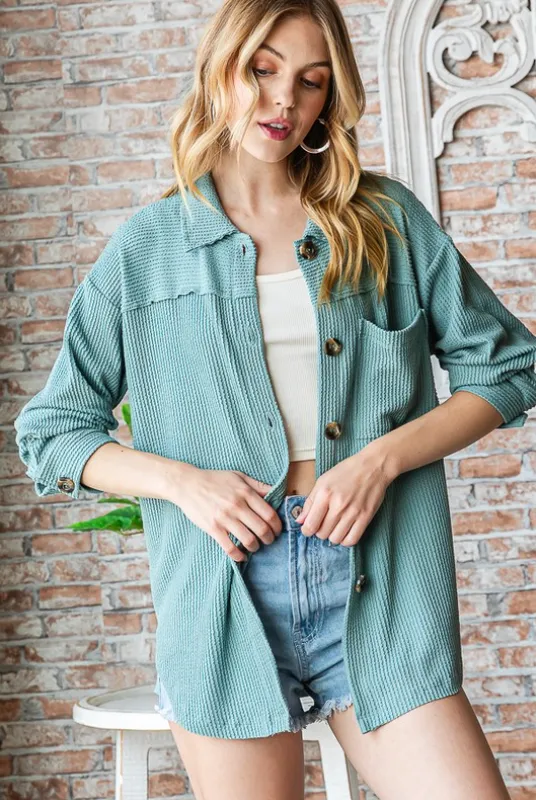 Waffle Button Up Shirt