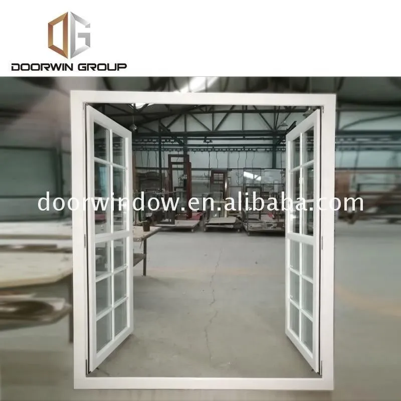 white stain pine timber wooden window with grill design by Doorwin on Alibaba