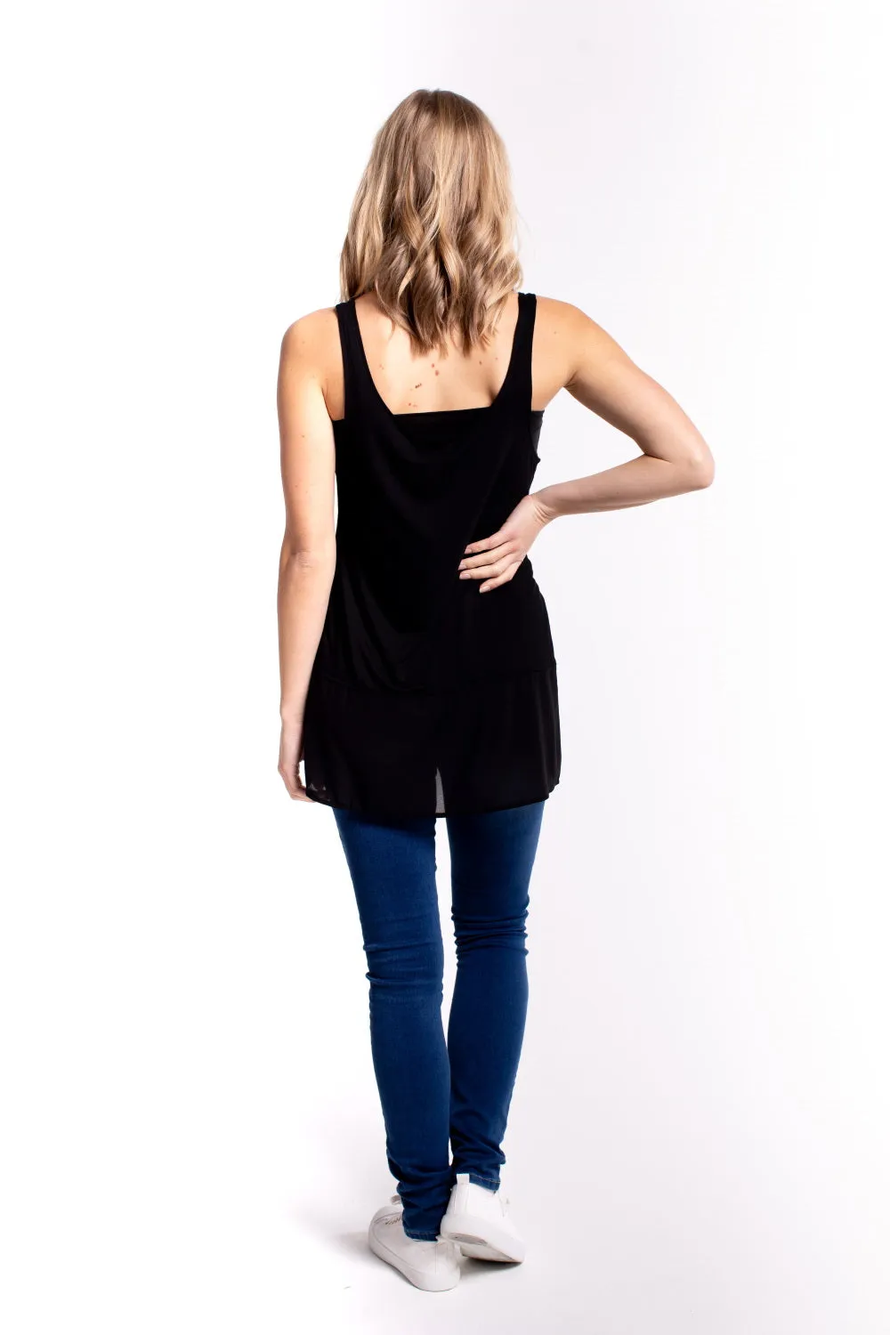 Zafina Longline Top - Black