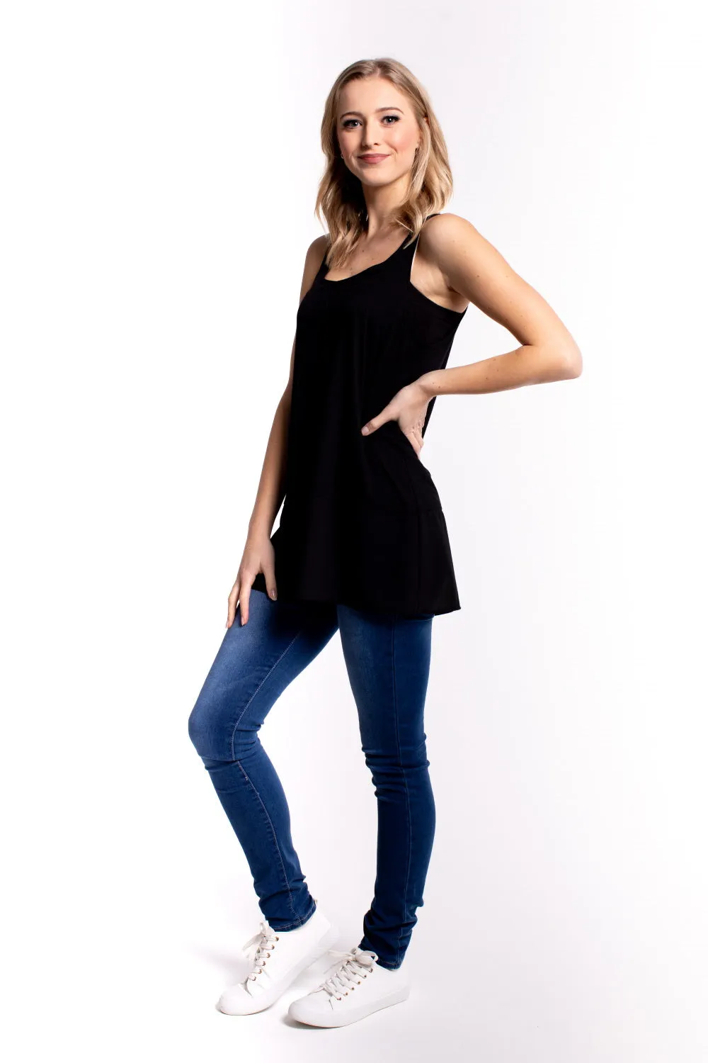 Zafina Longline Top - Black